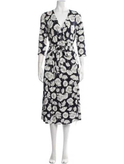 Pre-owned Weekend Max Mara Floral Print Midi Length Dress In Blue