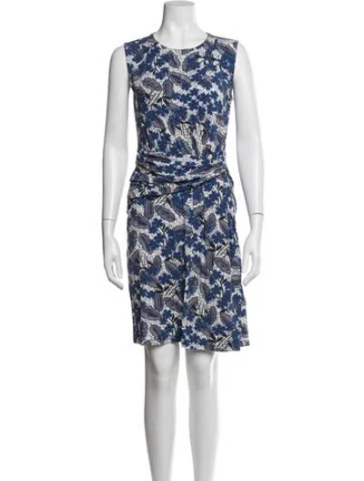 Pre-owned Weekend Max Mara Floral Print Mini Dress In Blue/white