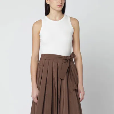 Weekend Max Mara Ivory Cotton-blend Tank Top In Blue