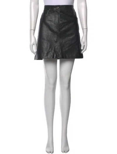 Pre-owned Weekend Max Mara Lamb Leather Mini Skirt In Black
