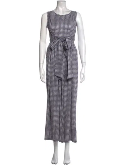 Pre-owned Weekend Max Mara Patterned Crew Neck Jumpsuit In Blue