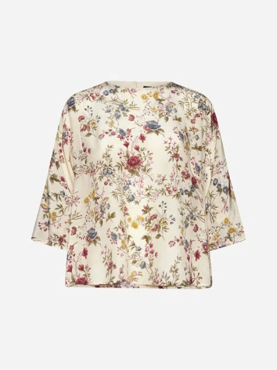 Weekend Max Mara Pomposa Print Silk Blouse In Multicolor