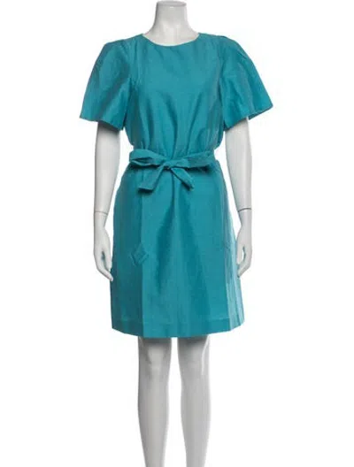 Pre-owned Weekend Max Mara Scoop Neck Midi Length Dress In Blue