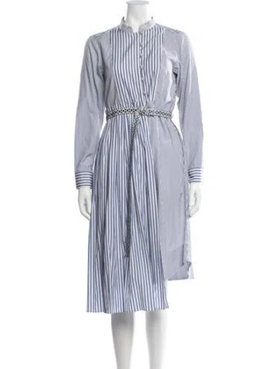 Pre-owned Weekend Max Mara Striped Midi Length Dress In Blue/white