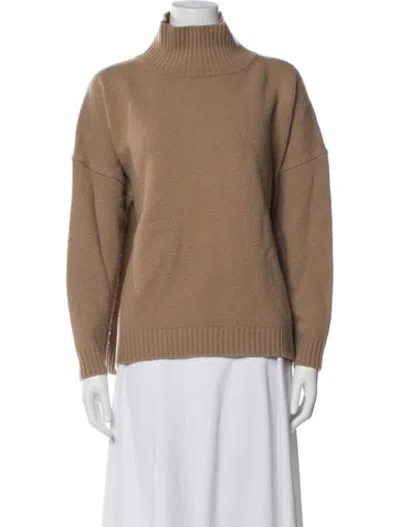 Pre-owned Weekend Max Mara Virgin Wool Turtleneck Sweater In Neutrals