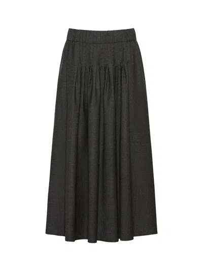 Weekend Max Mara Weekend Maxmara Stretch Wool Flannel Skirt Dark Grey In Black
