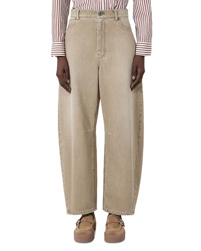Weekend Max Mara Wkdarcadia High Rise Barrel Jeans In Beige In Brown