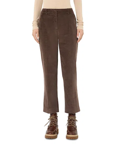Weekend Max Mara Wkdmarruca Stretch Cotton Velvet Cropped Trousers In Brown