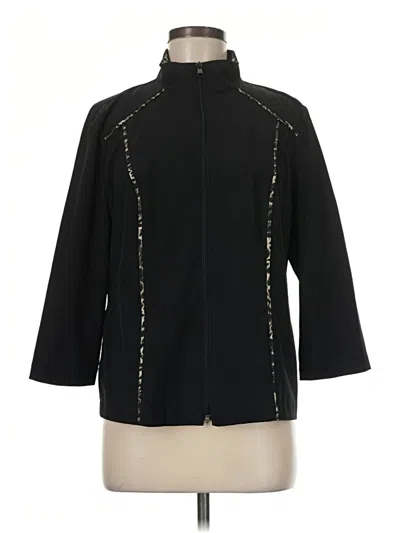 Pre-owned Weekends By Chico's 3/4 Sleeve Top Black Mock Neckline Tops
