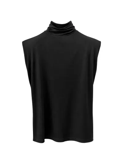 Weili Zheng Padded-shoulder Roll-neck Tank Top In Black