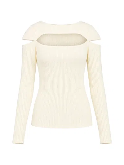 Weili Zheng Ribbed-knit Cutout T-shirt In Gray
