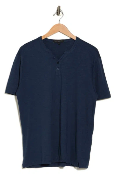 Westzeroone Bryant Short Sleeve Y-neck Shirt In Night Teal