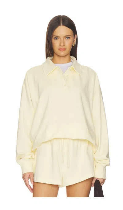 Weworewhat Henley Pull Over Sweatshirt In Pale Yellow