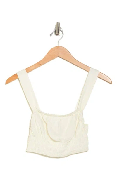Weworewhat Smocked Linen Blend Tank In White