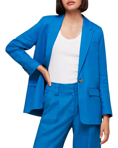 Whistles Lucy Linen Blazer In Blue