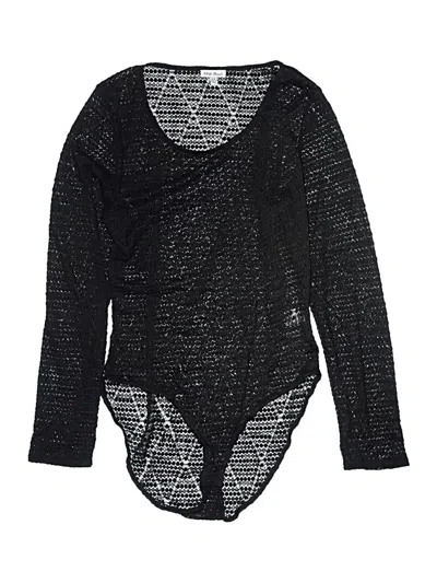 Pre-owned White Birch Long Sleeve Top Black Plunge Neckline Tops