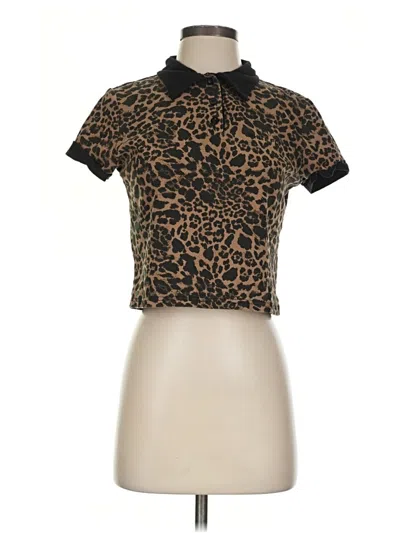 Pre-owned White Fox Short Sleeve Turtleneck In Brown