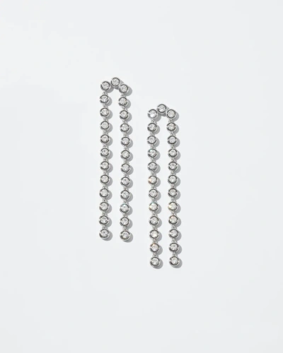 White House Black Market Silver Crystal Linear Drop Earrings |