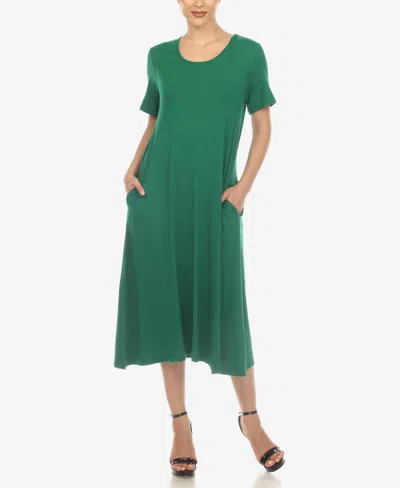 White Mark Women's Short Sleeve Midi Dress In Green