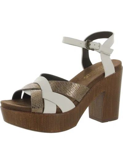 White Mountain Achiever Womens Faux Leather Round Toe Platform Sandals In Brown