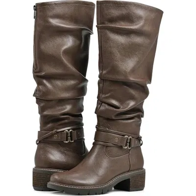 White Mountain Crammers Boots Womens Brown Leather Ankle Strap Knee-high Lion386 In Multi