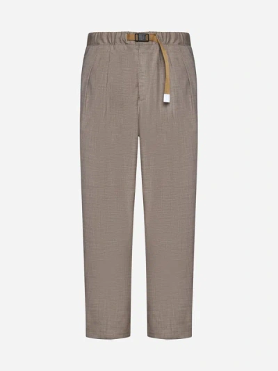 White Sand Belted Viscose-blend Trousers In Beige