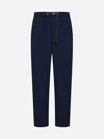 White Sand Belted Viscose-blend Trousers In Blue