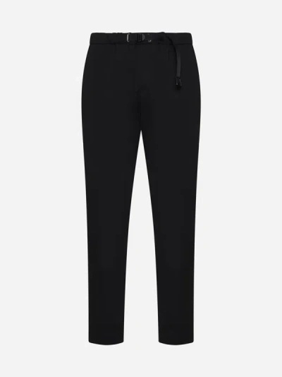 White Sand Cotton-blend Belted Trousers In Black