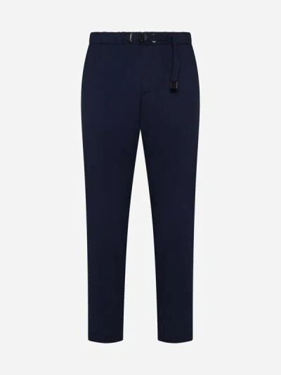 White Sand Cotton-blend Belted Trousers In Blue