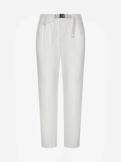 White Sand Linen And Cotton Trousers In White