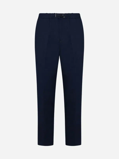 White Sand Viscose-blend Belted Trousers In Blue