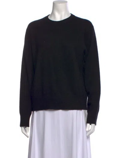 Pre-owned White + Warren Cashmere Crew Neck Sweater In Black