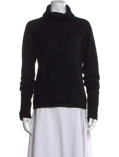 Pre-owned White + Warren Cashmere Turtleneck Sweater In Black
