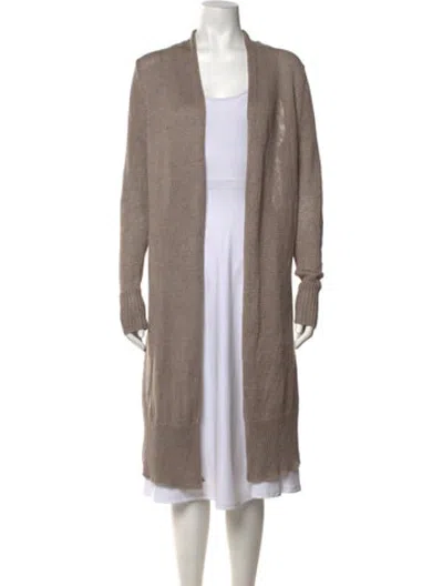 Pre-owned White + Warren Linen Open Front Sweater In Neutrals