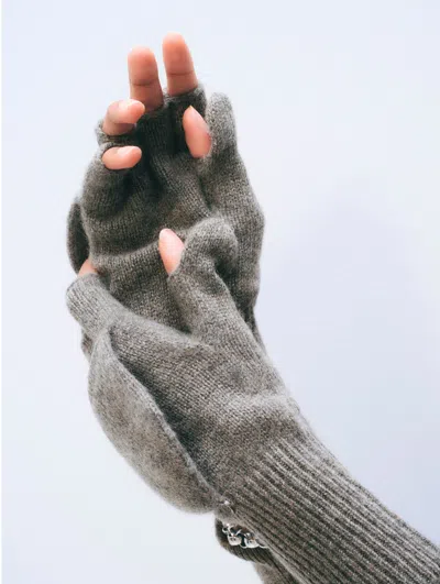 White + Warren White & Warren Cashmere Pop Top Glove In Ashen Brown In Gray