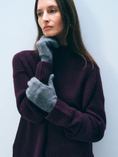 White + Warren White & Warren Cashmere Pop Top Glove In Graphite Heather In Gray