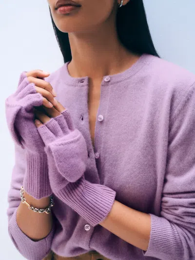 White + Warren White & Warren Cashmere Pop Top Glove In Soft Plum In Purple