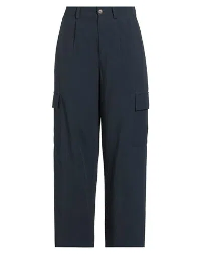 White Wise Woman Pants Navy Size 6 Viscose, Linen In Blue