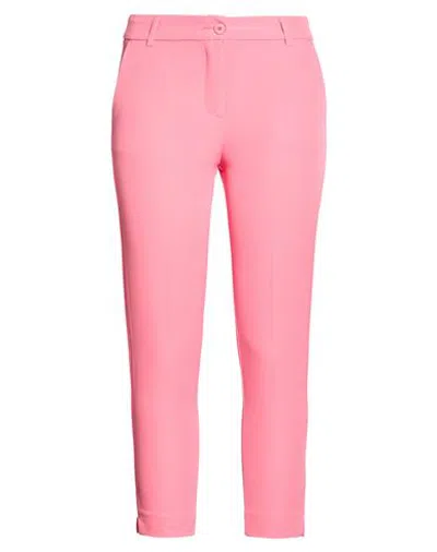 White Wise Woman Pants Pink Size 8 Polyester, Elastane