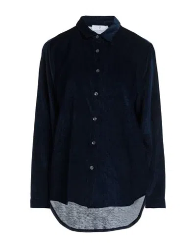 Whyci Woman Shirt Navy Size 10 Viscose, Modal, Wool In Navy Blue