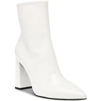 Wild Pair Iloise Boots Women's White Patent Pointed Toe Dress Bootie Lion109