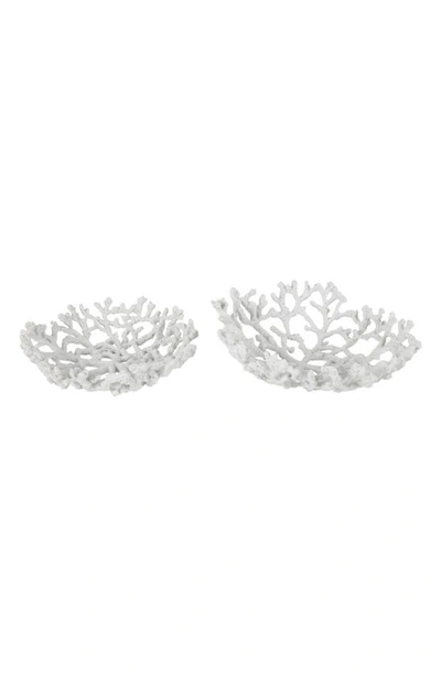 Willow Row White Resin Set Of 2 Decorative Bowls