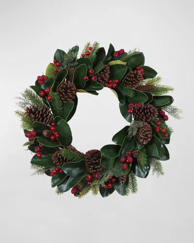 Winward Christmas Magnolia With Berry Cone Wreath