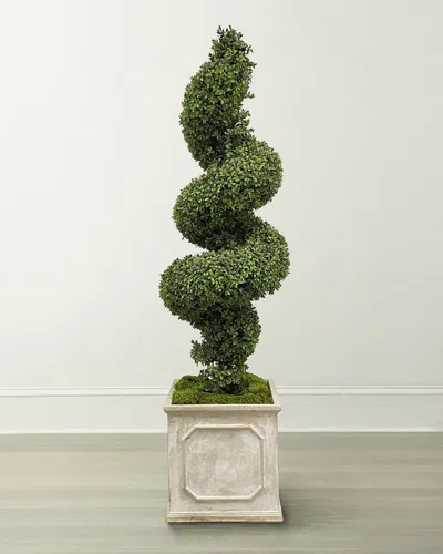 Winward Faux Boxwood Spiral Topiary Plant In Planter, 78"t