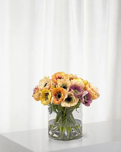 Winward Mix Anemone Faux Flowers W/ Vase