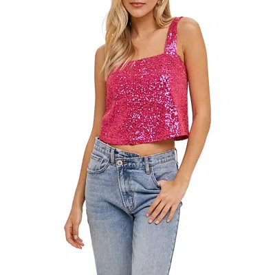 Wishlist Sequin Relaxed Cropped Tank In Pink