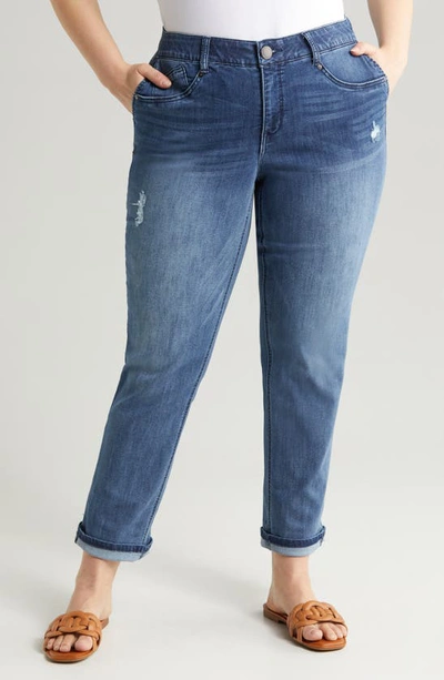 Wit & Wisdom 'ab'solution High Waist Ankle Slim Straight Leg Jeans In Mid Blue Vintage