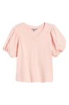 Wit & Wisdom Embroidered Puff Sleeve V-neck Top In Strawberry Cream