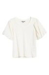 Wit & Wisdom Embroidered Puff Sleeve V-neck Top In White