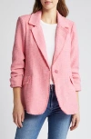 Wit & Wisdom Ruched Sleeve Tweed Blazer In Paradise Pink